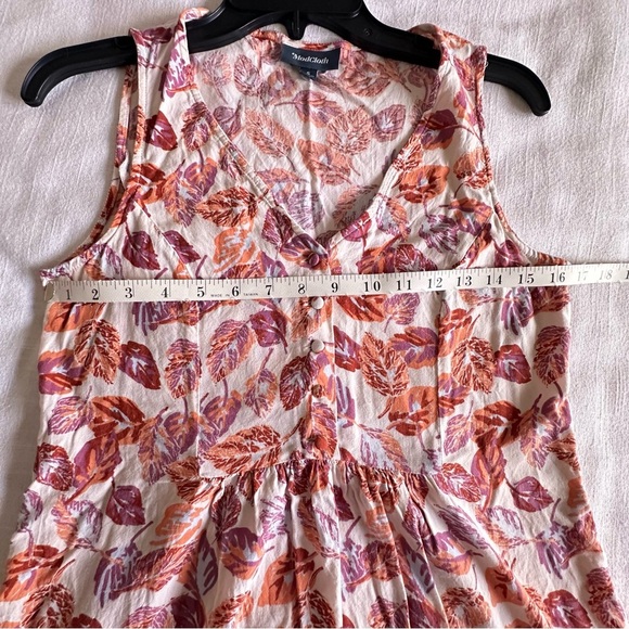 Modcloth Womens Floral Leaf Sleeveless Button Detail Empire Tie Waist Top Sz S - Picture 7 of 11